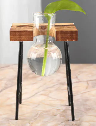 Creative Wooden Frame Glass Hydroponic Vase Decor