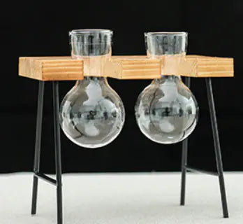 Creative Wooden Frame Glass Hydroponic Vase Decor